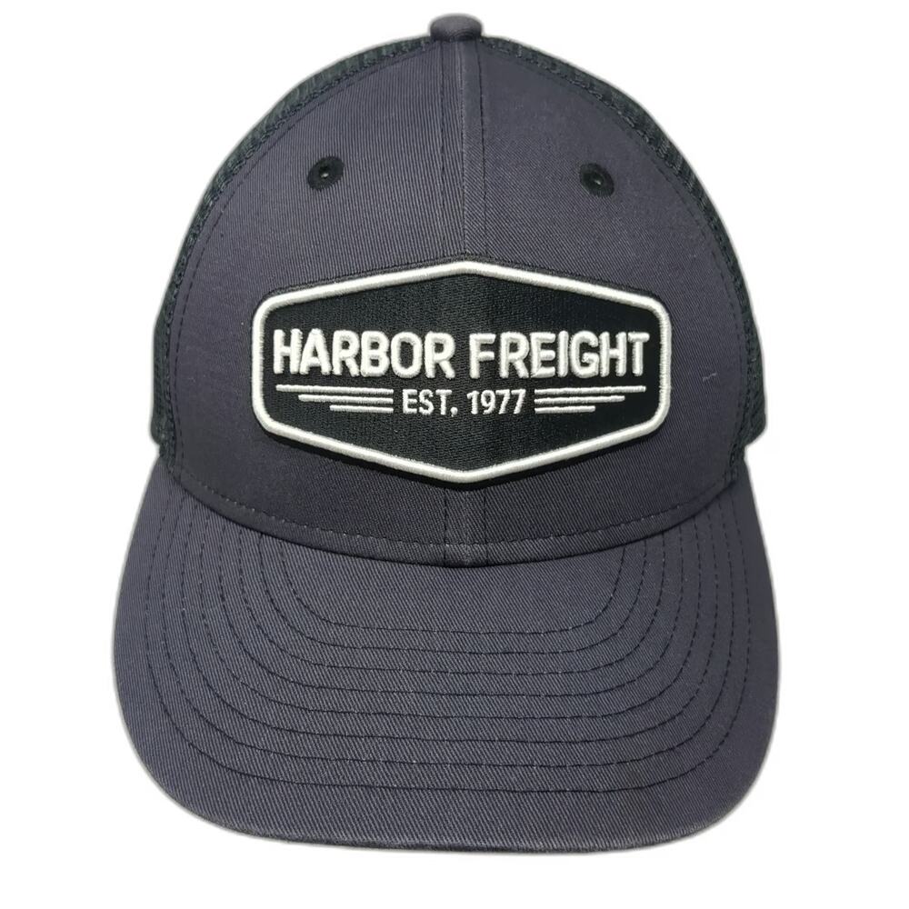 Harbor Freight Trucker Hat Gray One Size Mesh Back Snapback Logo Patch HFT Tools